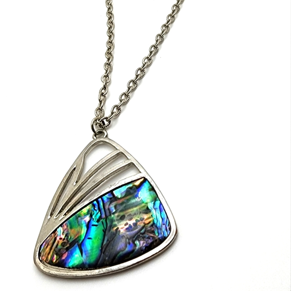 From the Hope Collection. An Abalone and Silver Pendant on a Silver Chain.